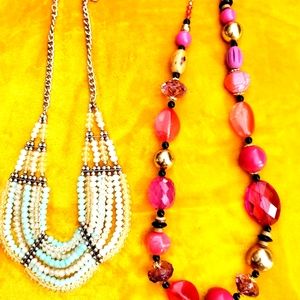 Set of green and pink necklaces